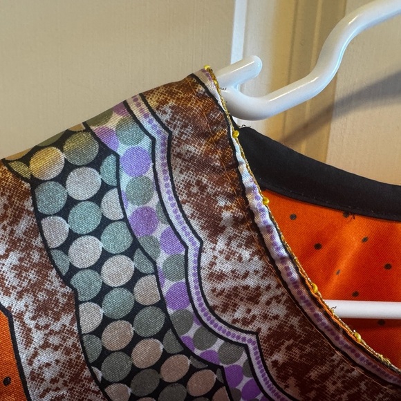 EY Signature Especially Your Orange Colorful Cafton Poncho Muumuu One Size - Picture 8 of 15